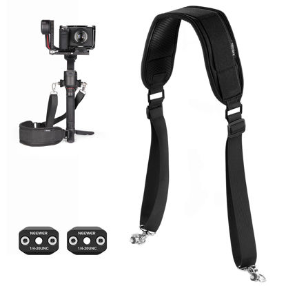 Picture of Neewer RS4 RS3 RS2 Neck Strap with NATO Rails for DJI RS4 RS4 Pro RS3 RS3 Pro RS2 RSC2 Ronin SC Gimbal Stabilizer, Length Adjustable Stress Relief Lanyard Weight Reducing Soft Shoulder Strap, GA014