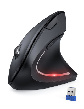 Picture of TECKNET Ergonomic Mouse, 4800 DPI Wireless Vertical Mouse with 5 Adjustable DPI Levels, 2.4GHz Optical Carpal Tunnel Mouse, 6 Buttons Wireless Mouse for Laptop, Desktop, PC, MacBook - Black