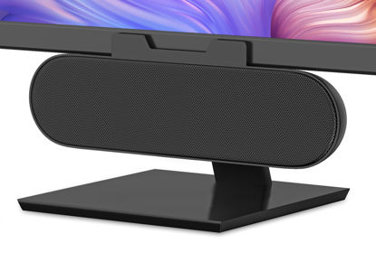 Picture of LXTNFU Computer Speakers for Desktop Monitor,Single USB Speakers for Desktop PC,Laptop Speaker with Loud Sound,Volume Control Easily Clamps to Monitors(USB-C to USB Adapter Included) (Black)