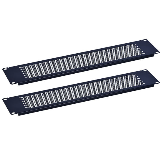 Picture of RackPath 2U Blank Rack Mount Panel Spacer with Venting for 19in Server Rack Enclosure or Network Cabinet - 2 Pack, Black