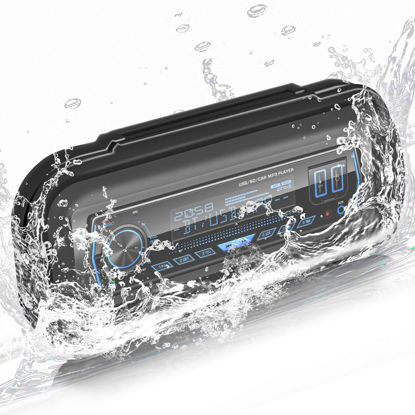 Picture of Water Resistant Marine Radio Cover - Boat Stereo Splash Guard Housing - Marine Stereo Waterproof Case for Universal Single DIN Media Receiver