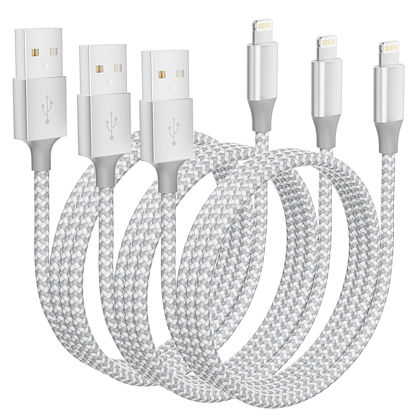 Picture of iPhone Charger [Apple MFi Certified] 3Pack 10FT Long Lightning Cable Fast Charging Nylon Braided USB Cable iPhone Charger Cord Compatible with iPhone 14 13 12 11 Pro Max XR XS X 8 7 6 Plus SE, iPad