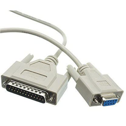 Picture of AYA DB9 (9-Pin) Female to DB25 (25-Pin) Male Serial Null Modem Cable (10Ft)