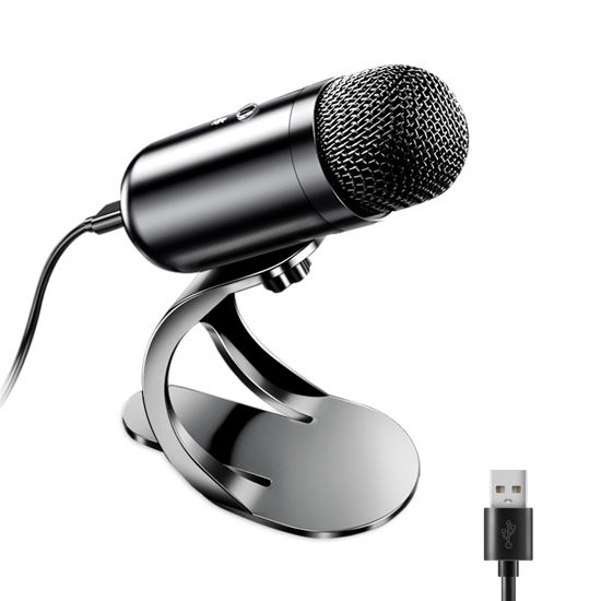 Picture of LIANGSTAR USB Computer Microphone, Podcast Mic Desktop with Mute Button for Recording Streaming, Omnidirectional Condenser, Plug&Play Stand with Volume Control for PC, Laptop, Mac, YouTube