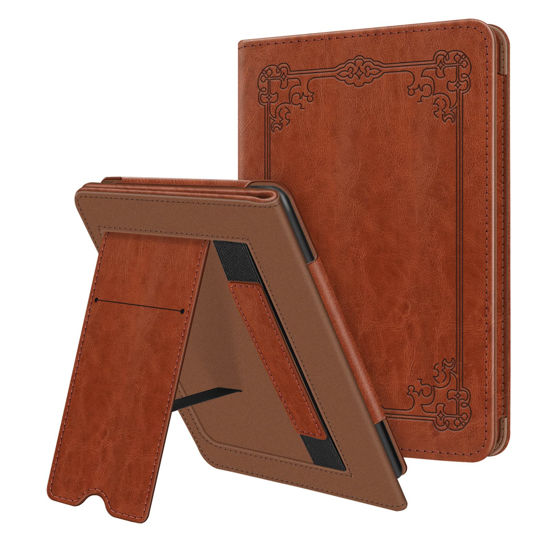 Picture of Fintie Stand Case for 6.8" Kindle Paperwhite (11th Generation-2021) and Kindle Paperwhite Signature Edition - Premium PU Leather Sleeve Cover with Card Slot and Hand Strap, Vintage Brown