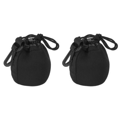 Picture of PATIKIL Camera Lens Bag, 2 Pcs 2.8" IDx3.9 H Drawstring Lens Pouch with Thick Protective Neoprene, Lens Case for DSLR Camera Lens, Water Coffee Cups Black