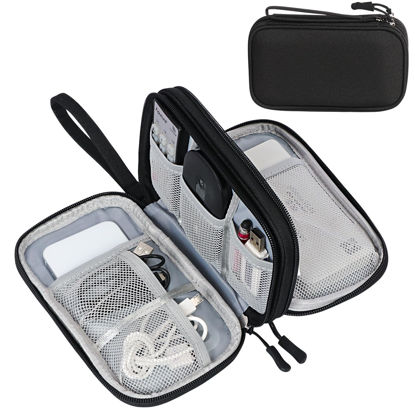 Picture of FYY Electronic Organizer, Travel Cable Organizer Bag Pouch Electronic Accessories Carry Case Portable Waterproof Double Layers Storage Bag for Cable, Cord, Charger, Phone, Earphone, Large Size, Black