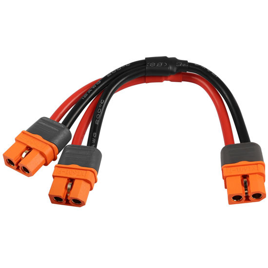 Picture of GELRHONR Short 12AWG XT60i to 2 x XT60i Parallel Cord,15Cm XT60i-F Female to Dual XT60i Female Splitter Cable for RC LiPO Ebike