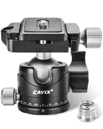 Picture of CAVIX Ball Head Mount with 1/4" Screw Arca Type Quick Release Plate 360 Degree Swivel Tripod Ball Head Loading 22lb/10kg