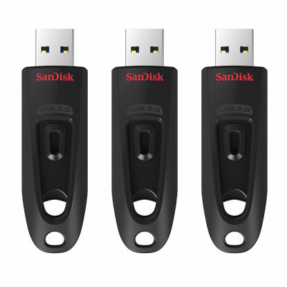 Picture of SanDisk 32GB 3-Pack Ultra USB 3.0 Flash Drive 32GB (Pack of 3) - SDCZ48-032G-GAM46T, Black