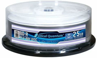 Picture of Optical Quantum 25 Pack 6X 25GB BD-R Blu-ray Blank Disc White Thermal Hub Printable