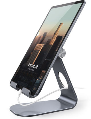 Picture of Lamicall Tablet Stand Adjustable, Tablet Stand : Desktop Stand Holder Dock Suitable to New iPad 2017 Pro 9.7, 10.5, Air Mini 2 3 4, Kindle, Nexus, Accessories, Tab, E-Reader, (4-13 inch) - Gray