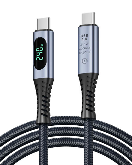 Picture of SOOPII USB4 Cable with LED display,Supports 8K Video,Max 40Gbps Data Transfer,240W USB C to USB C Charging Cable,Compatible with lPhone 15,MacBook,Thunderbolt 3,Monitor,Docking Stations(3.3ft)