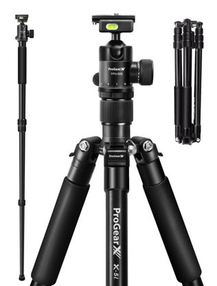 Picture of Camera Tripod - Tripod Stand with 360° Ball Head Monopod, DSLR Tripod Sturdy & Stable for Work, Aluminum Tripod Load up to 17.63lbs and Lightweight for Travel, 62'' Travel Tripod Compatible with DSLR