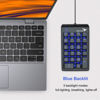 Picture of Rottay Number Pad, Mechanical USB Wired Numeric Keypad with Blue LED Backlit 22 Key Numpad for Laptop Desktop Computer PC Black (Blue switches)