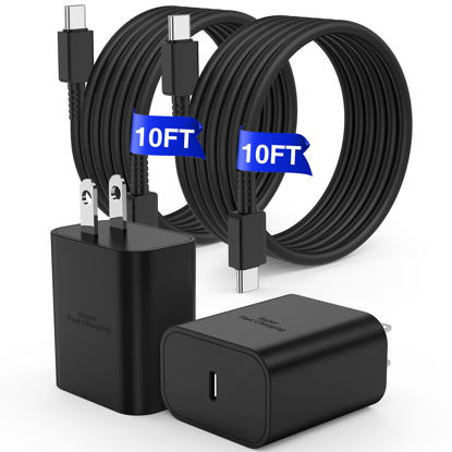 Picture of 𝟐𝐏𝐚𝐜𝐤 45W Super Fast Charger Type C, Samsung Galaxy S24 Ultra Charger Block with 10FT Type C Charging Cord for Samsung Galaxy S24 Ultra/S24/S23 Ultra/S23/S23+/S22/S21/S20/Note 10/20, Galaxy Tab