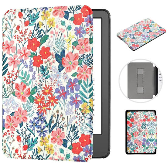 Picture of MonsDirect Compatible with Kindle Paperwhite 5th/6th/7th Generation Case 6" (Fits All 2012, 2013, 2015, 2016 Versions), Hand Strap Smart Auto Sleep/Wake&Magnetic Closure for Kindle Paperwhite, Floral