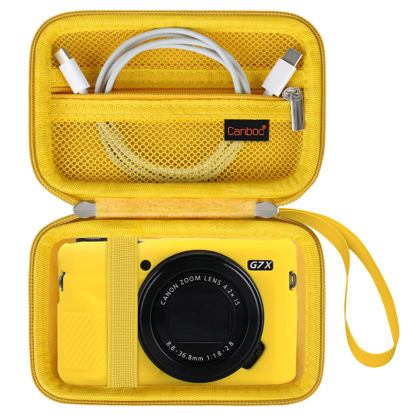 Picture of Canboc Camera Case for Canon PowerShot G7 X Mark II/ G7X Mark III Digital 4K Vlogging Camera, Point and Shoot 4K Video Camera Bag, Zipper Mesh Pocket fits USB Cable, Batteries, Yellow