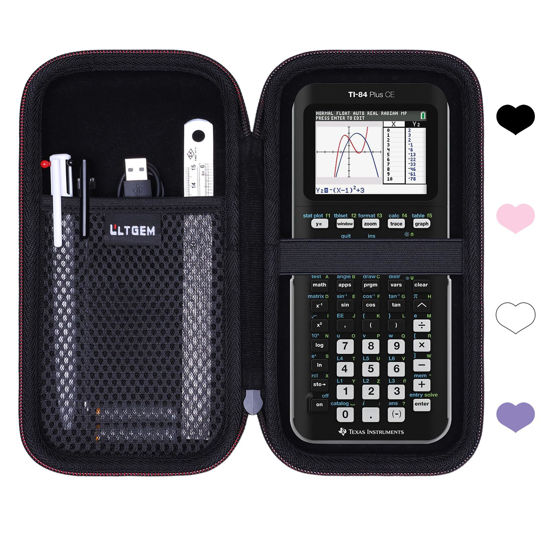 Picture of Hard Case Compatible with Texas Instruments TI-84 Plus CE/TI-84 Plus/TI-Nspire CX II CAS/TI-Nspire CX II/TI-83 Plus/TI-85 /TI-86 /TI30xs /TI36X Pro/TI 34 Color Graphing Calculator (Black)