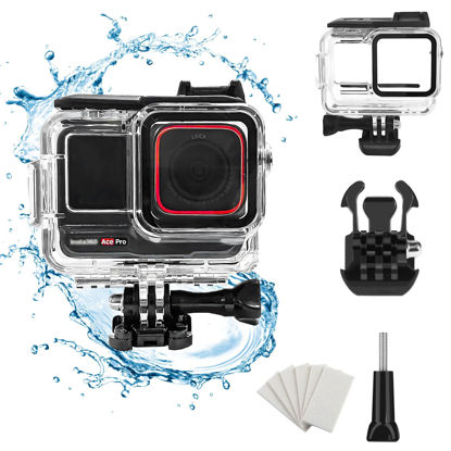 Picture of PCTC 60M(197ft) Waterproof Case for Insta360 Ace Pro, Accessories for Insta 360 Ace Pro Waterproof Case,Protective Underwater Dive Housing Shell with Bracket Accessories