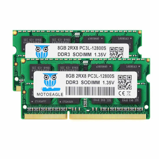 Picture of 8GB DDR3 DDR3L-1600 SODIMM, 16GB Kit (2x8GB) PC3L-12800S RAM 1600 Mhz, Motoeagle 2RX8 1.35V Dual Rank Module Chips Upgrade for Laptop