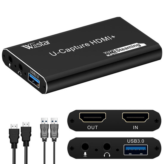 Picture of Wiistar Audio Video Capture Card 1080P60fps USB3.0 HDMI Video Recording Device Support YUY2 4K30Hz HDMI Loopout with Microphone for Game Recording Live Streaming Compatible with Windows Mac OS System