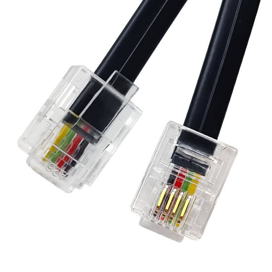 Picture of XANHAM Phone Cable 10 Feet Telephone Line Cord with RJ11 6P4C Connectors for Landline Phone, Fax Machine and Modem, for Both in-Wall and Out-Wall Using, Black, AV04605