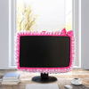 Picture of 23"-26" Lovely Cute Computer Monitor Cover with Elastic Pen Pocket Bow-knot Laptop TV LCD Screen Monitor Decoration Dust Cover Protector, Pink