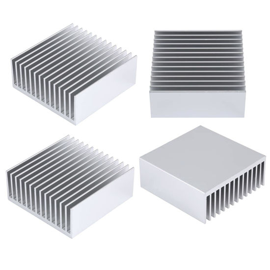 Picture of Awxlumv 4PCS 50mm Aluminum Heatsink Kit 50x50x20mm/ 1.57" (L) x 1.57"(W) x 0.79"(H) Heat Sink Cooler for GPU CPU Peltier Plate Module Router Amplifier Led Chipset Heat Radiator Cooling Fin (Sliver)