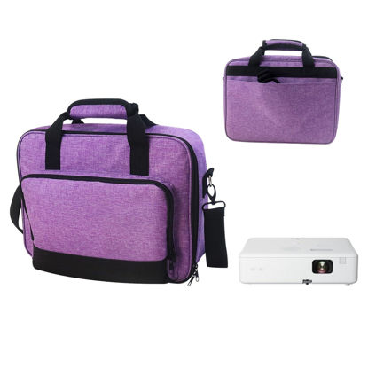 Picture of Carrying Bag, Carrying Case for Epsons CO-W01 Projector, Travel Case for Epsons CO-FH02, VS260, ViewSonicss M2W WXGA Projector, with Accessories Pockets & Adjustable Shoulder Straps (Purple)