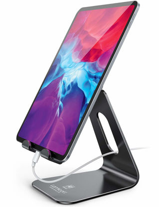 Picture of Lamicall Tablet Stand, Tablet Holder for Desk - Multi-Angle Adjustable Tablet Desktop Dock Cradle, Compatible with iPad Pro 11, 12.9, Air, Mini, Fire HD, Galaxy Tab, and Other 4-13" Tablets, Black