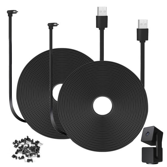 Picture of UYODM 2Pack 30FT/9M L-Shape Micro USB Extension Cable Compatible with WYZE Cam Pan V3, 90 Degree Extension Charging Cable Power Your WYZE Cam Pan V3 Continuously - Black