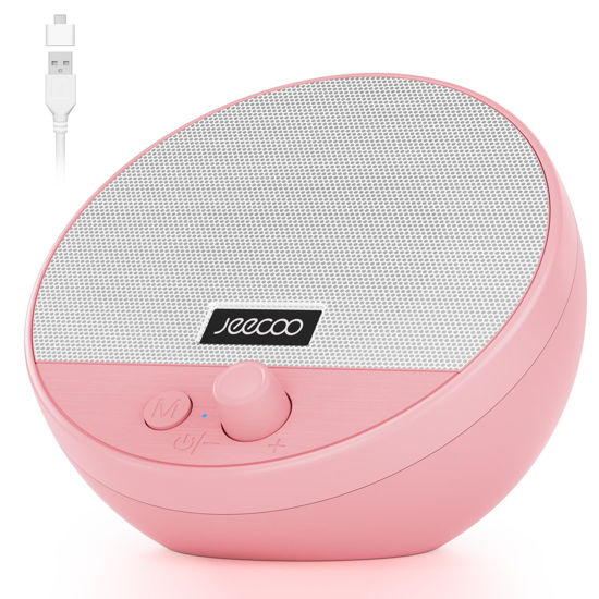 Picture of Jeecoo A10 USB Plug-N-Play Laptop Speakers Bluetooth Computer Speakers with Small & Portable, Easy-Access Volume Knob, Small Speaker for PC Desktop Monitor Mobile Devices(Single), Pink