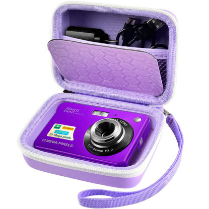 Picture of Carrying & Protective Case for Digital Camera, AbergBest 21 Mega Pixels 2.7" LCD Rechargeable HD/Kodak Pixpro/Canon PowerShot ELPH 180/190 / Sony DSCW800 / DSCW830 Cameras for Travel - Purple