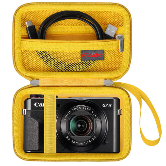 Picture of Elonbo Carrying Case for Canon PowerShot G7 X / G7 X Mark II / G7 X Mark III / G9 X mark III Digital 4K Vlogging Camera, 4K Video Streaming Camera Hard Travel Storage Bag. Yellow