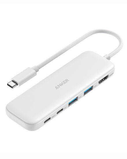 Picture of Anker 332 USB-C Hub (5-in-1) with 4K HDMI Display, 5Gbps USB-C Data Port and 2 5Gbps USB-A Data Ports and for MacBook Pro, MacBook Air, Dell XPS, Lenovo Thinkpad, HP Laptops and More(White)