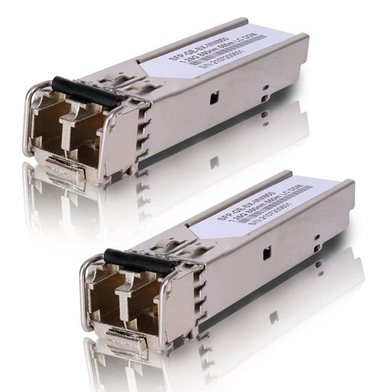 Picture of 2 Pack 1.25G 850nm Multimode SFP LC Transceiver Fiber Module 550 Meters 1000Base-SX LC MMF for Cisco GLC-SX-MMD/SX-MM/SFP-GE-S,Fortinet,Ubiquiti UniFi UF-MM-1G,Mikrotik S-85DLC05D Meraki MA-SFP-1GB-SX