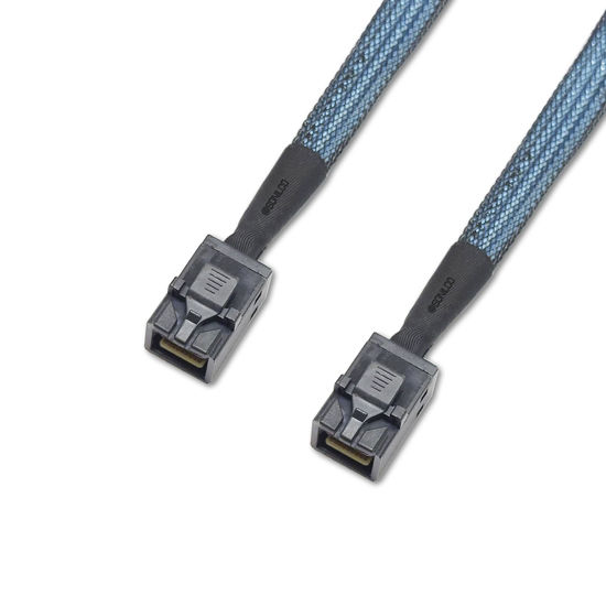 Picture of Sonilco High Performance HD Mini SAS SFF-8643 to SFF-8643 Cable Digital Black Cord (2 Cables, 0.5 M / 1.6 Feet)