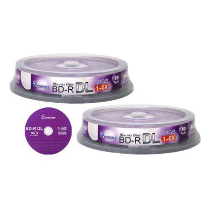 Picture of Smart Buy 20 Pack Bd-r Dl 50gb 6X Blu-ray Double Layer Recordable Disc Blank Logo Data Video Media 20-Discs Spindle