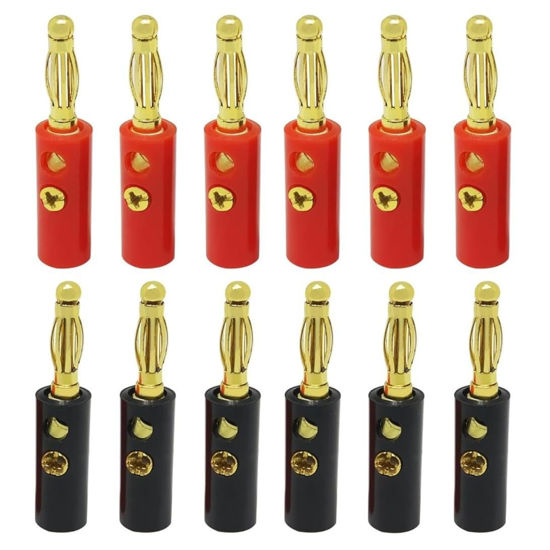 Picture of WWZMDiB 4mm Banana Plugs Stackable Connectors for Speaker Wire (12Pcs/6pair Gold Plated)