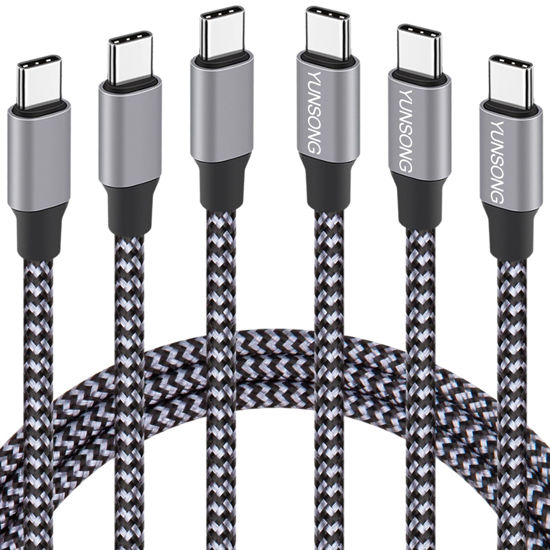 Picture of YUNSONG USB C Charger Cable, New Nylon Braided USB C to USB C Cable 3PACK 6FT Type C PD 60W Fast Charging for iPhone 15/15 Pro/15 Plus/15 Pro Max/iPad Pro Air Mini/Samsung S23/Note 20/10/Pixel