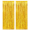 Picture of 2 Pack 3.2ft x 8.2ft Gold Metallic Foil Curtains, Big Laser Glitter Fringe Rain Curtain Photo Booth Backdrop Tinsel Curtain Streamer for Birthday Wedding Graduations Christmas Event Party Supplies