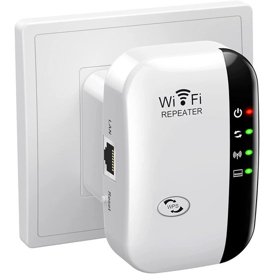 Picture of WiFi Extender Signal Booster Up to 5000sq.ft and 46 Devices, WiFi Range Extender, Wireless Internet Repeater, Long Range Amplifier with Ethernet Port, 1-Key Setup, Access Point, Alexa Compatible