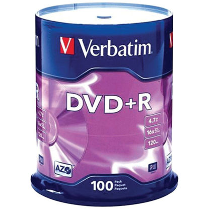 Picture of VER95098 - Verbatim AZO DVD+R 4.7GB 16X with Branded Surface - 100pk Spindle