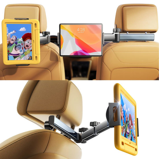 Picture of LISEN for iPad Holder for Car Headrest, Tablet Holder for Car Mount [3 in 1] iPad Holder Back Seat for Kids Long Road Trip Car Camping Essentials for 4.7-11" Tablet iPad Pro, Air, Mini, Galaxy, Fire