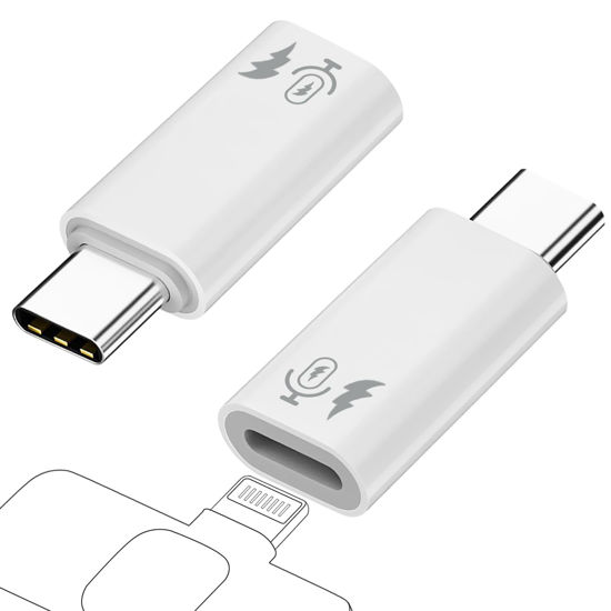 Picture of AreMe 2 Pack USB C to Lightning Microphone Adapter, Type C Male to Lightning Female Converter for Wireless Lavalier Microphone, iPhone 15 Series, iPad Air/Pro, Not for Headphone and Data