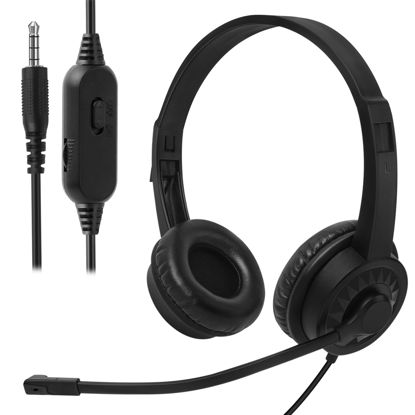 Picture of Ladont Wired Headset with Microphone for Computer PC Laptop, 3.5mm Jack Headset with Clear Chat Mic for Office-Black (1 Pack)