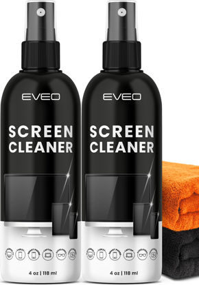 Picture of Screen Cleaner Spray - TV screen cleaner spray and Microfiber cloth kit, Computer Screen Cleaner & Car Screen Cleaner for TV, Monitor, Laptop, MacBook, iPad, iPhone and Electronic Devices - 8oz(4ozx2)