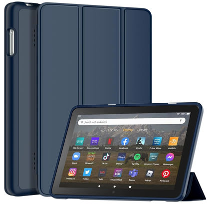 Picture of All-New Amazon Fire HD 8 & 8 Plus Tablet Case (12th/10th Generation, 2022/2020), DJ&RPPQ Smart Trifold Stand Cover with Soft TPU Back and Auto Wake/Sleep Also for 8in Sony Nokia-Navy Blue