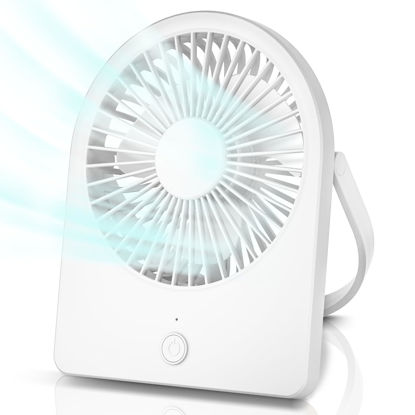 Picture of buywoo 3.5" USB FAN, Strong Wind Ultra Quiet Small Desk Fan Foldable 3 Speeds Adjustable, USB-C Corded Powered Personal Fan for Home, Office, Desktop, White